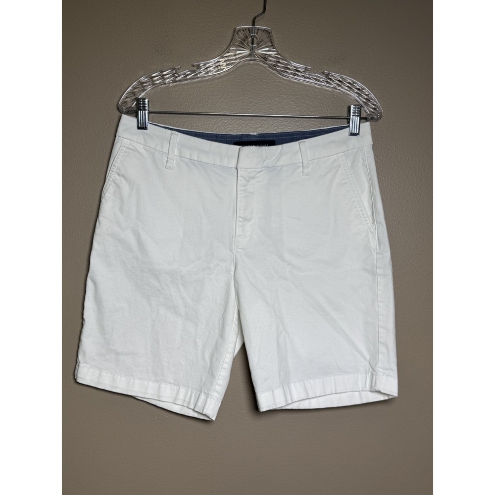 Tommy Hilfiger Hollywood 9" Chino Bermuda Shorts White Cotton Stretch Size 6